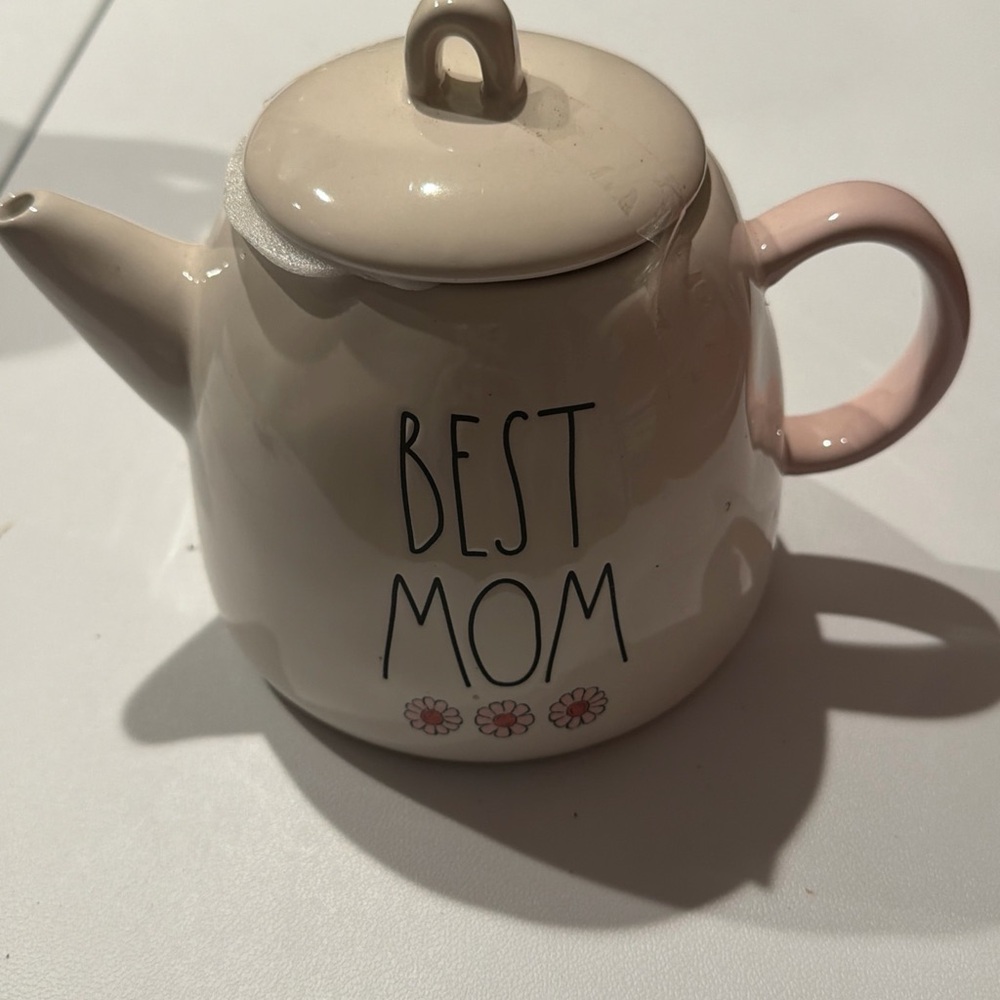 Best Mom Teapot with Pink Handle Rae dunn